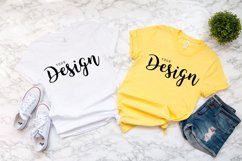 Bella Canvas 3001 White and Yellow 2 T-shirt Mockup Unisex Product Image 1