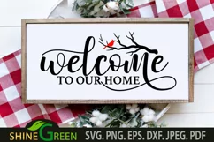 Cardinal Christmas SVG Welcome Home Sign SVG Cut File Product Image 1