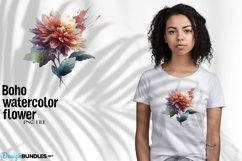 Boho flower, watercolor flower design, png file Product Image 1