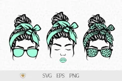 Messy bun svg, Girl with messy bun and glasses png Product Image 1