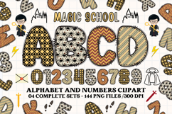 Wizard Magic School Alphabet Clipart, wizard letters doodle Product Image 1