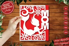 Papercut I Love You Mom Mermaid Theme Card Cover Template Product Image 4