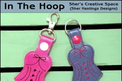 ITH Bathing Suit Vinyl Key Fob or Bag Tag - Snap Tab Machine Embroidery Product Image 1