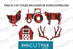 Farm animal svg, farm svg, barn svg, buffalo plaid svg Product Image 4