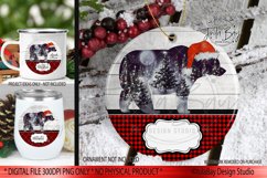 Santa Bear Christmas Round Sublimation Design PNG Ornaments Product Image 1