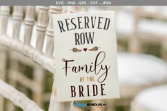 Reserved Row Family of Bride, Groom - wedding svg, printable Product Image 1