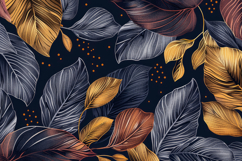 Blue and Gold Leaves Background Wallpaper Product Image 1