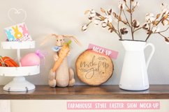 Easter Sign Mock Up - Round Wood Slice No. 2 - Spring Mockup Product Image 1