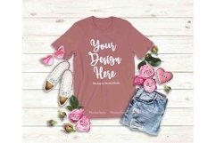 Mauve Valentine&#039;s Day Women T-Shirt Mock Up Flat Lay Display Product Image 1