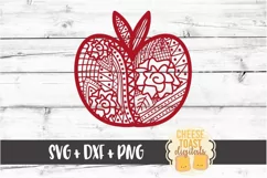 Apple - Zen Doodle Art - Teacher SVG PNG DXF Cut Files Product Image 2