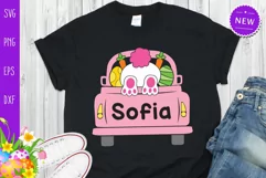 Easter Bunny In Truck Svg, Easter Truck With Girl Name Svg Product Image 1