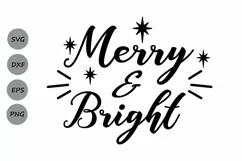 Merry and Bright SVG, Christmas SVG, Holiday SVG, Cricut. Product Image 1
