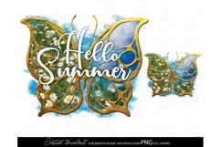 Hello Summer png butterfly png Butterfly sublimation, flower Product Image 1
