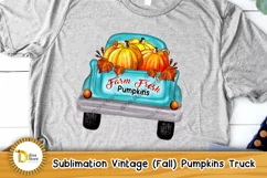Vintage Fall Farm Fresh Pumpkins Truck PNG Product Image 2