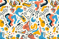 Colorful Scribble Pattern Background Wallpaper Product Image 1