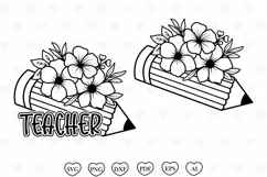 Floral Pencil Svg , Teacher Svg, Pencil Flower Svg Product Image 1
