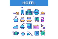 Hotel Accommodation, Room Amenities Vector Linear Icons Set Product Image 1