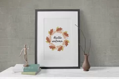 Hello Autumn lettering in Wreath of colorful leaves Product Image 3