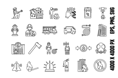 Line Firefighter Icons Product Image 1