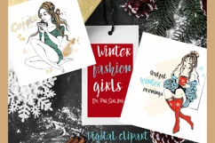 Winter clipart fashion girls knitted sweaters Product Image 1