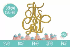 It's a Girl SVG | Cake Topper SVG | Baby Shower SVG Product Image 1
