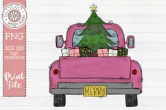 Doodle Truck with Christmas Tree | Pink Christmas Truck Product Image 2