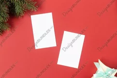 Photo of Christmas card mockup on the red background Product Image 2