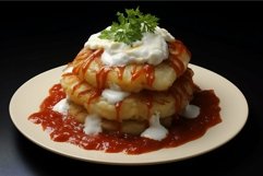 Savory stacked potato pancakes with sauce Product Image 1