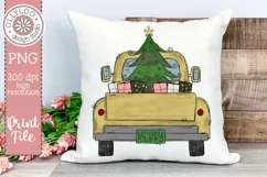 Doodle Truck with Christmas Tree | Yellow Christmas Truck Product Image 1