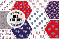 USA 4th July Seamless Patterns Digital Watercolor Blue Red Product Image 1