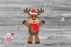 Christmas Baby Deer with Santa hat Svg , Cut File DxF, PNG, Product Image 4