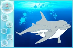 Dolphin Mother and Baby | Nautical Marine Life SVG Product Image 1