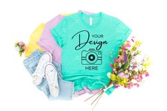 Easter Mockup Bella Canvas 3001 Heather Mint T-shirt Mock up Product Image 1