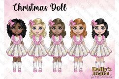 Christmas Girl in pink with Christmas tree clipart Product Image 3