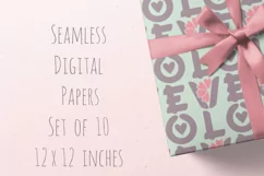 Seamless Valentine Papers Love and Xoxo 10 PNG files Product Image 14