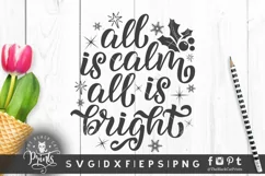 All Is Calm All Is Bright SVG | Christmas Round Sign SVG Product Image 4