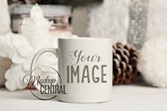 White Christmas Coffee Glass Mug Mock Up, JPG Cup Mockup Product Image 1