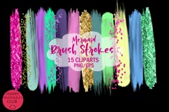 Mermaid Brush Strokes Clipart- Brush Strokes Clipart Mermaid Product Image 2
