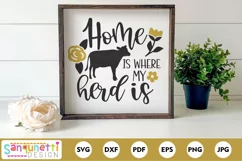 Home is where my herd | Cow farmhouse SVG Product Image 1
