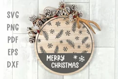 Christmas round sign svg Christmas door signs svg Xmas decor Product Image 1