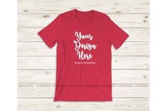 Bella Canvas 3001 Heather Red Tshirt Mockup Flat Lay Product Image 1