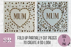 3D Floral Mum heart| Paper cutting | Mother’s Day card SVG. Product Image 6