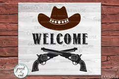Welcome Cowboy Hunting style porch cottage sign svg dxf cut Product Image 1