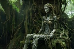 Enchanted forest statue of a woman amongst ancient trees Product Image 1