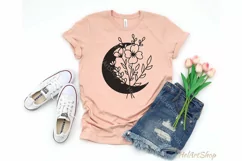 Moon with Wildflowers svg, Botanical svg, bouquet cut file Product Image 1