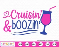 Cruisin' & boozin' SVG | Vacation cruise cut file Product Image 2