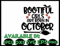 October SVG DXF JPEG Silhouette Cameo Cricut birthday girl Product Image 3