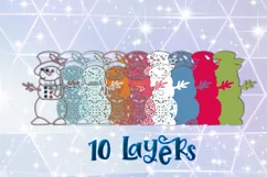 3D Layered snowman svg Papercut Merry Christmas 3d Winter Product Image 2