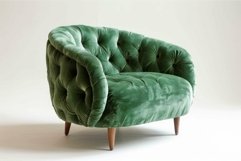 Elegant green velvet armchair on white background Product Image 1