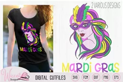 Mardi gras Girl with mask svg, carnival masker, Scanncut fcm Product Image 2